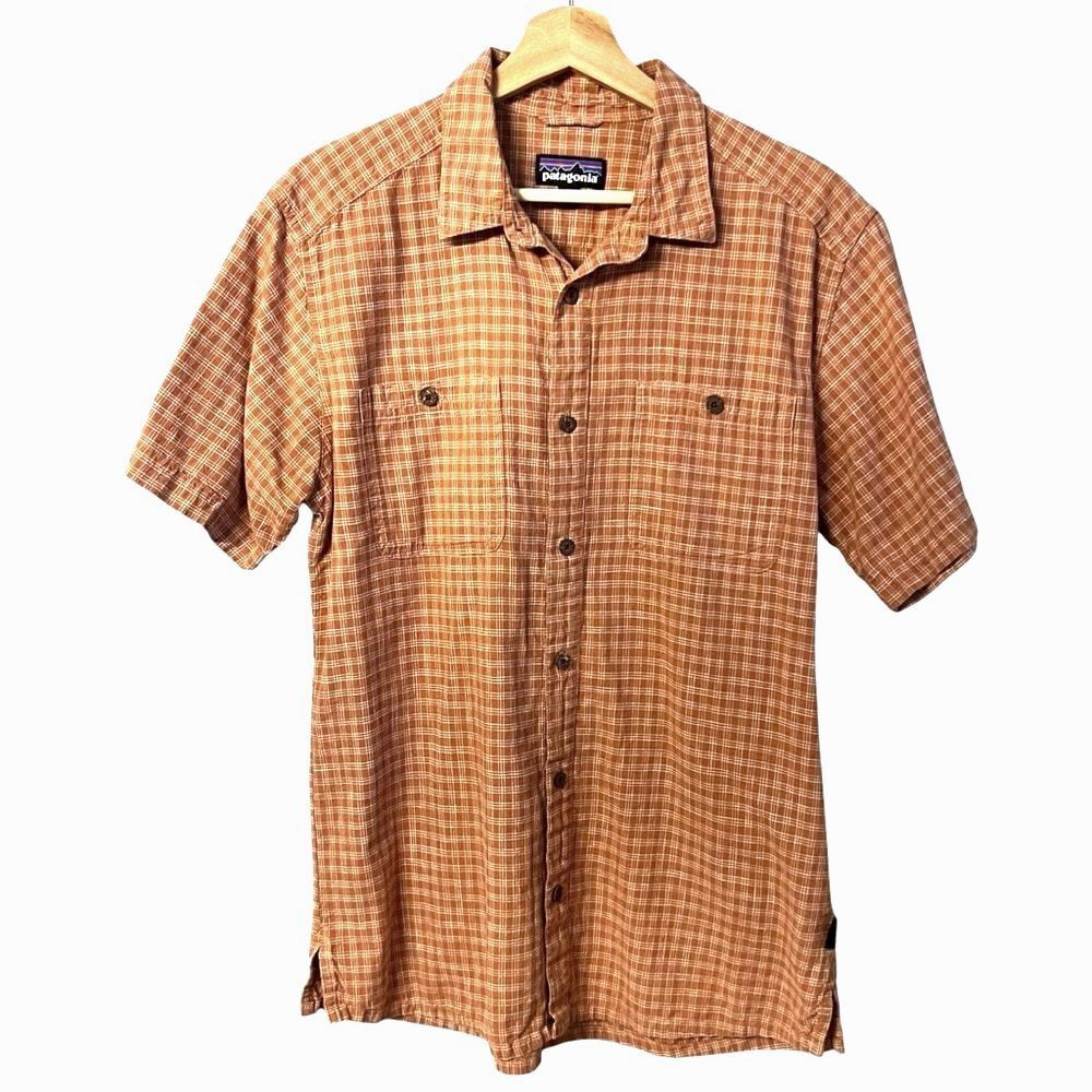 Patagonia Mens Back Step Shirt Size M Plaid Hemp Organic Cotton Outdoor Hiking